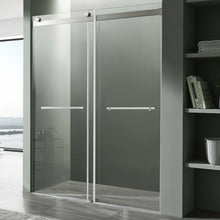 Load image into Gallery viewer, Kahn Series 60 in. x 76 in. Frameless Sliding Shower Door with Horizontal Handle in Brushed Nickel- Anzzi