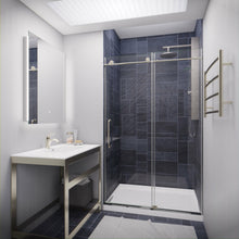 Load image into Gallery viewer, Leon Series 48 in. by 76 in. Frameless Sliding Shower Door in Brushed Nickel with Handle- Anzzi