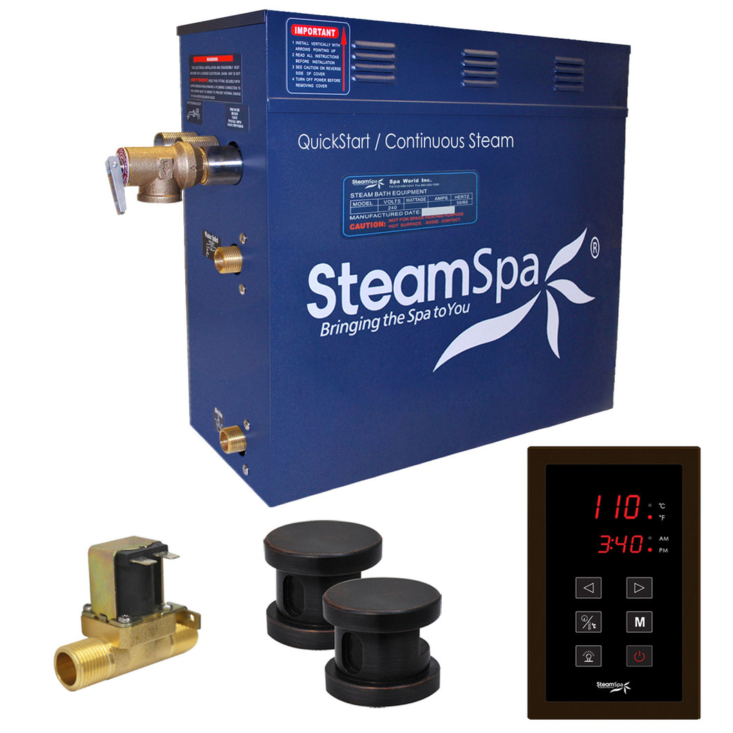 SteamSpa Oasis 10.5 KW QuickStart Acu-Steam Bath Generator Package with Built-in Auto Drain in Oil Rubbed Bronze- SteamSpa
