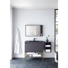 Load image into Gallery viewer, James Martin Milan 35.4&quot; Modern Grey - Radiant Gold Single Vanity