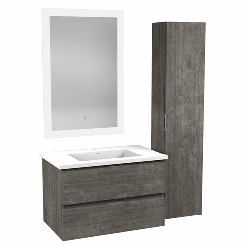 30 in. W x 20 in. H x 18 in. D Bath Vanity Set in Rich Gray with Vanity Top in White with White Basin and Mirror- Anzzi