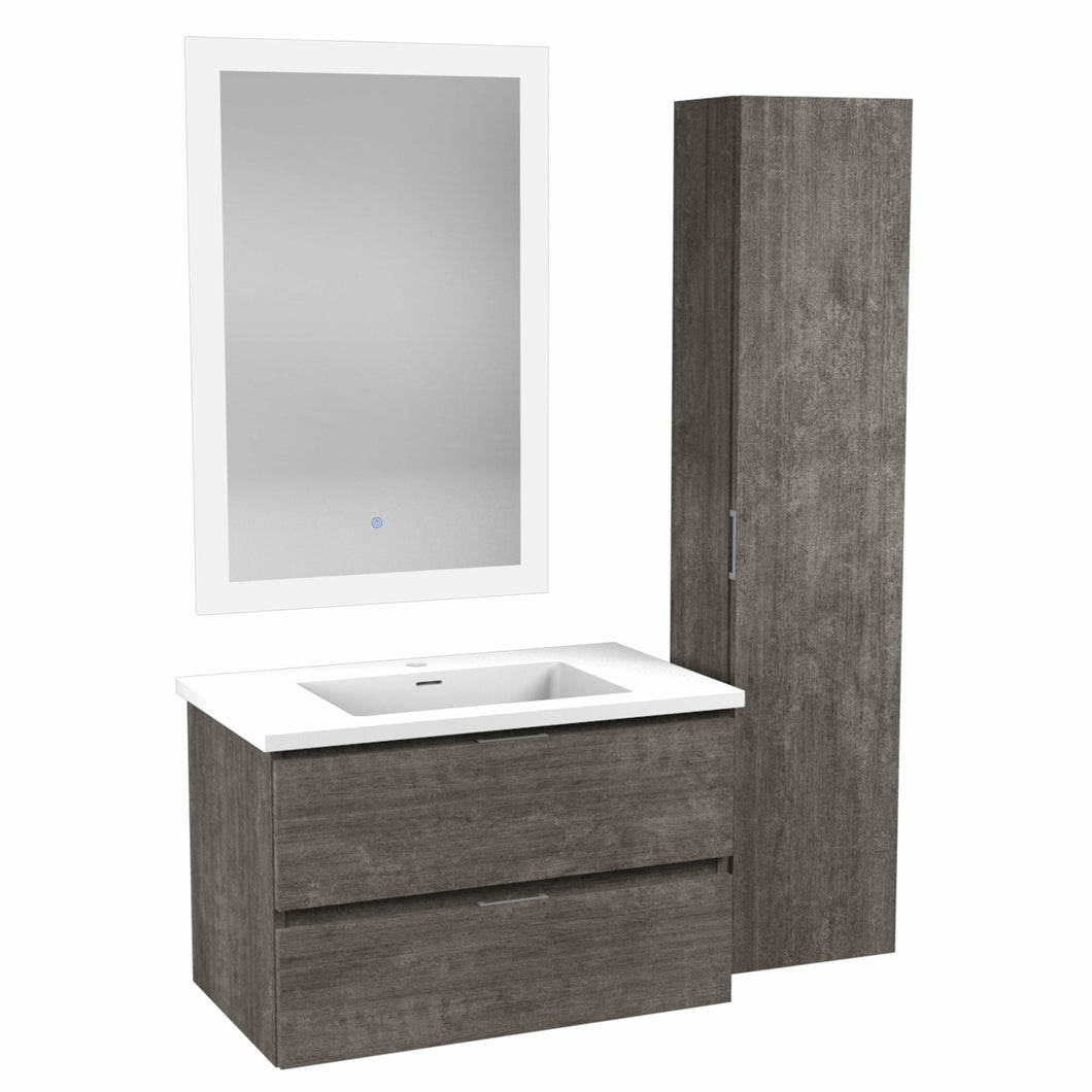 30 in. W x 20 in. H x 18 in. D Bath Vanity Set in Rich Gray with Vanity Top in White with White Basin and Mirror- Anzzi