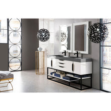 Load image into Gallery viewer, James Martin Columbia 72&quot; Glossy White - Matte Black Double Vanity