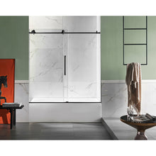 Load image into Gallery viewer, Anzzi 5 ft. Acrylic Right Drain Rectangle Tub in White With 60 in. x 62 in. Frameless Sliding Tub Door in Matte Black- Anzzi
