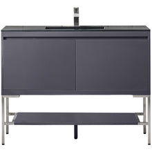 Load image into Gallery viewer, James Martin Milan 47.3&quot; Modern Grey Glossy - Brushed Nickel Single Vanity- James Martin