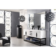 Load image into Gallery viewer, James Martin Columbia 72&quot; Glossy White - Matte Black Double Vanity