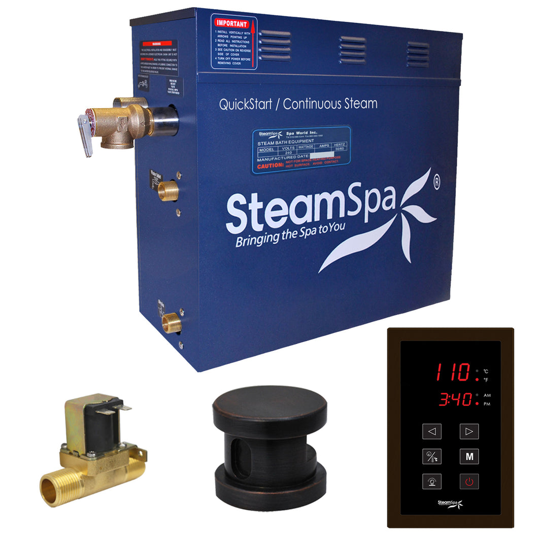 SteamSpa Oasis 9 KW QuickStart Acu-Steam Bath Generator Package with Built-in Auto Drain in Oil Rubbed Bronze- SteamSpa