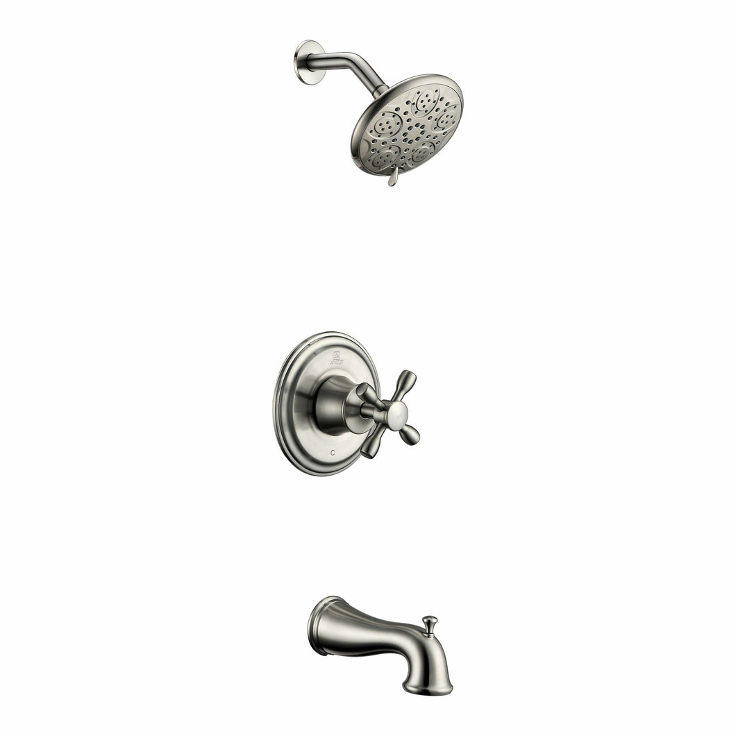 Mesto Series 1-Handle 2-Spray Tub and Shower Faucet in Brushed Nickel- Anzzi