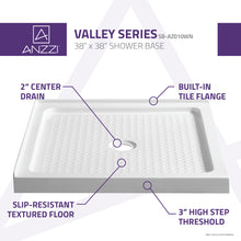Load image into Gallery viewer, Valley Series 38 in. x 38 in. Shower Base in White- Anzzi