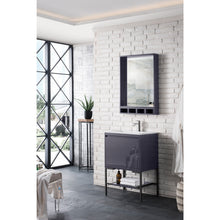 Load image into Gallery viewer, James Martin Milan 23.6&quot; Modern Grey Glossy - Matte Black Single Vanity with Base