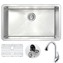 Load image into Gallery viewer, VANGUARD Undermount 30 in. Single Bowl Kitchen Sink with Accent Faucet in Polished Chrome- Anzzi