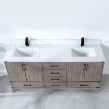 Load image into Gallery viewer, Vinnova Zaragoza 72&quot; Double Sink Bath Vanity in Classical Grey with White Composite Grain Stone Countertop- Vinnova