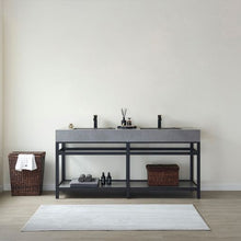 Load image into Gallery viewer, Vinnova Bilbao 72&quot; Double Vanity with Matte black stainless steel bracket match with Grey Sintered Stone Top- Vinnova