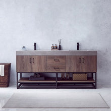 Load image into Gallery viewer, Vinnova Alistair 72B&quot; Double Sink Bath Vanity in North Carolina Oak with Grey Sintered Stone Top- Vinnova