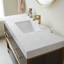 Load image into Gallery viewer, Vinnova Palma 48G&quot; Single Sink Bath Vanity in Suleiman Oak with White Composite Grain Stone Countertop and Mirror- Vinnova