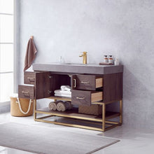 Load image into Gallery viewer, Vinnova Alistair 48&quot; Single Sink Bath Vanity in North Carolina Oak with Grey Sintered Stone Top- Vinnova