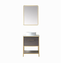 Load image into Gallery viewer, Vinnova Murcia 24G&quot; Single Sink Bath Vanity in Suleiman Oak with White Composite Grain Stone Countertop and Mirror- Vinnova