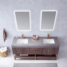 Load image into Gallery viewer, Vinnova Alistair 72&quot; Double Sink Bath Vanity in North Carolina Oak with Grey Sintered Stone Top and Mirror- Vinnova