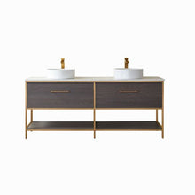 Load image into Gallery viewer, Vinnova Murcia 72G&quot; Double Sink Bath Vanity in Suleiman Oak with White Composite Grain Stone Countertop- Vinnova