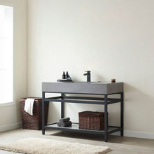 Load image into Gallery viewer, Vinnova Bilbao 48&quot; Single Vanity with Matte black stainless steel bracket match with Grey Sintered Stone Top- Vinnova