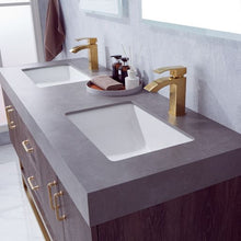 Load image into Gallery viewer, Vinnova Alistair 60&quot; Double Sink Bath Vanity in North Carolina Oak with Grey Sintered Stone Top and Mirror- Vinnova