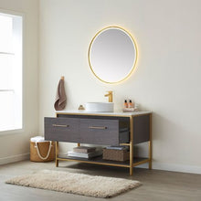 Load image into Gallery viewer, Vinnova Murcia 48G&quot; Single Sink Bath Vanity in Suleiman Oak with White Composite Grain Stone Countertop and Mirror- Vinnova