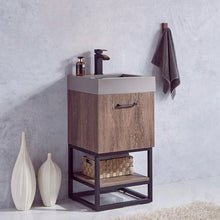 Load image into Gallery viewer, Vinnova Alistair 18B&quot; Single Sink Bath Vanity in North Carolina Oak with Grey Composite Integral Square Sink Top- Vinnova
