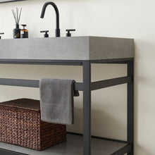 Load image into Gallery viewer, Vinnova Lleida 72&quot; Single Sink Bath Vanity in Matt Black Metal Support with Grey Sintered Stone Top- Vinnova