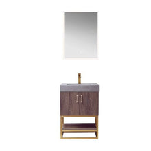 Load image into Gallery viewer, Vinnova Alistair 24&quot; Single Sink Bath Vanity in North Carolina Oak with Grey Sintered Stone Top and Mirror- Vinnova