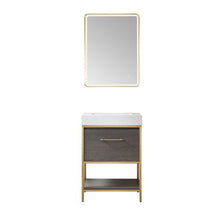 Load image into Gallery viewer, Vinnova Palma 24G&quot; Single Sink Bath Vanity in Suleiman Oak with White Composite Grain Stone Countertop and Mirror- Vinnova