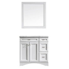 Load image into Gallery viewer, Vinnova Naples 36" Vanity in White with Carrara White Marble Countertop With Mirror- Vinnova