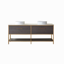 Load image into Gallery viewer, Vinnova Murcia 72G&quot; Double Sink Bath Vanity in Suleiman Oak with White Composite Grain Stone Countertop- Vinnova