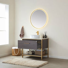 Load image into Gallery viewer, Vinnova Murcia 36G&quot; Single Sink Bath Vanity in Suleiman Oak with White Composite Grain Stone Countertop and Mirror- Vinnova