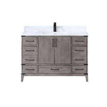 Load image into Gallery viewer, Vinnova Zaragoza 48&quot; Single Sink Bath Vanity in Classical Grey with White Composite Grain Stone Countertop- Vinnova