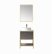 Load image into Gallery viewer, Vinnova Murcia 24G&quot; Single Sink Bath Vanity in Suleiman Oak with White Composite Grain Stone Countertop and Mirror- Vinnova
