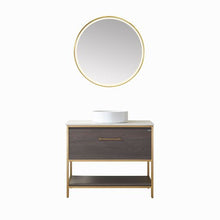 Load image into Gallery viewer, Vinnova Murcia 36G&quot; Single Sink Bath Vanity in Suleiman Oak with White Composite Grain Stone Countertop and Mirror- Vinnova