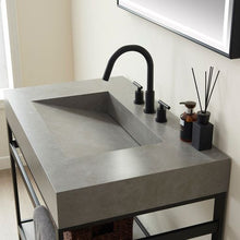 Load image into Gallery viewer, Vinnova Lleida 36" Single Sink Bath Vanity in Matt Black Metal Support with Grey Sintered Stone Top and Mirror- Vinnova