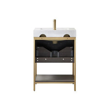 Load image into Gallery viewer, Vinnova Palma 24G&quot; Single Sink Bath Vanity in Suleiman Oak with White Composite Grain Stone Countertop- Vinnova