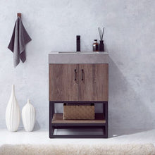 Load image into Gallery viewer, Vinnova Alistair 24B&quot; Single Sink Bath Vanity in North Carolina Oak with Grey Sintered Stone Top- Vinnova