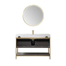 Load image into Gallery viewer, Vinnova Palma 48G&quot; Single Sink Bath Vanity in Suleiman Oak with White Composite Grain Stone Countertop and Mirror- Vinnova