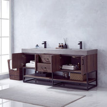 Load image into Gallery viewer, Vinnova Alistair 72B&quot; Double Sink Bath Vanity in North Carolina Oak with Grey Sintered Stone Top- Vinnova