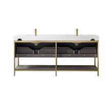 Load image into Gallery viewer, Vinnova Palma 72G&quot; Double Sink Bath Vanity in Suleiman Oak with White Composite Grain Stone Countertop- Vinnova