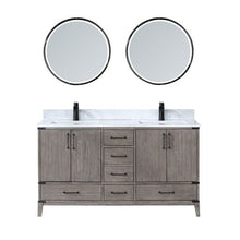 Load image into Gallery viewer, Vinnova Zaragoza 60&quot; Double Sink Bath Vanity in Classical Grey with White Composite Grain Stone Countertop and Mirror- Vinnova