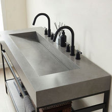 Load image into Gallery viewer, Vinnova Lleida 60&quot; Single Sink Bath Vanity in Matt Black Metal Support with Grey Sintered Stone Top- Vinnova