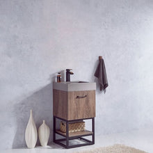 Load image into Gallery viewer, Vinnova Alistair 18B&quot; Single Sink Bath Vanity in North Carolina Oak with Grey Composite Integral Square Sink Top- Vinnova