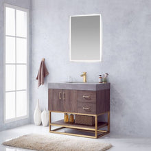 Load image into Gallery viewer, Vinnova Alistair 36" Single Sink Bath Vanity in North Carolina Oak with Grey Sintered Stone Top and Mirror- Vinnova