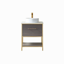 Load image into Gallery viewer, Vinnova Murcia 24G&quot; Single Sink Bath Vanity in Suleiman Oak with White Composite Grain Stone Countertop- Vinnova