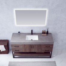 Load image into Gallery viewer, Vinnova Alistair 60B&quot; Single Sink Bath Vanity in North Carolina Oak with Grey Sintered Stone Top and Mirror- Vinnova