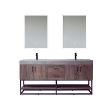 Load image into Gallery viewer, Vinnova Alistair 72B&quot; Double Sink Bath Vanity in North Carolina Oak with Grey Sintered Stone Top and Mirror- Vinnova