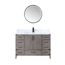 Load image into Gallery viewer, Vinnova Zaragoza 48&quot; Single Sink Bath Vanity in Classical Grey with White Composite Grain Stone Countertop and Mirror- Vinnova